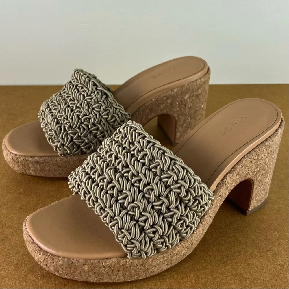 NEW VINCE CROCHET PLATFORM SANDALS - Picture 8 of 13